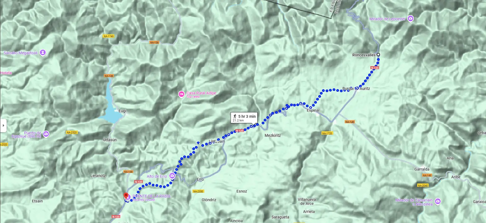 Roncesvalles to Zubiri Camino